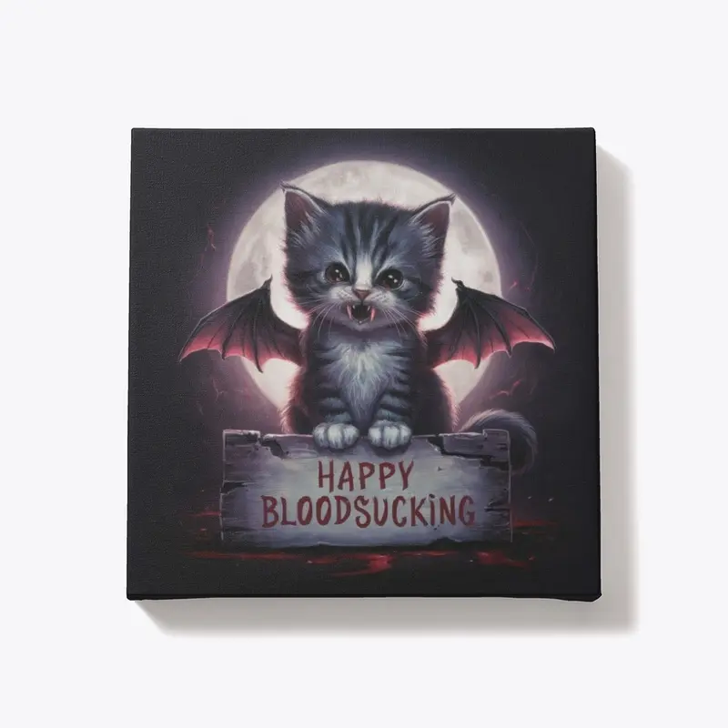 Happy Bloodsucking Cat Canvas