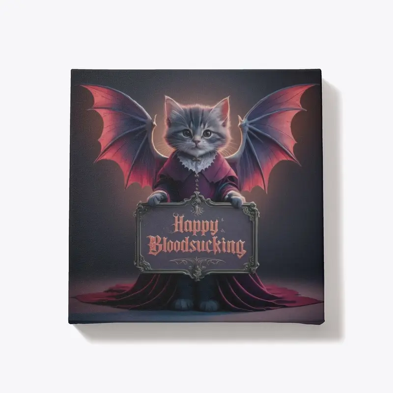 Happy Bloodsucking Vampire Cat Canvas