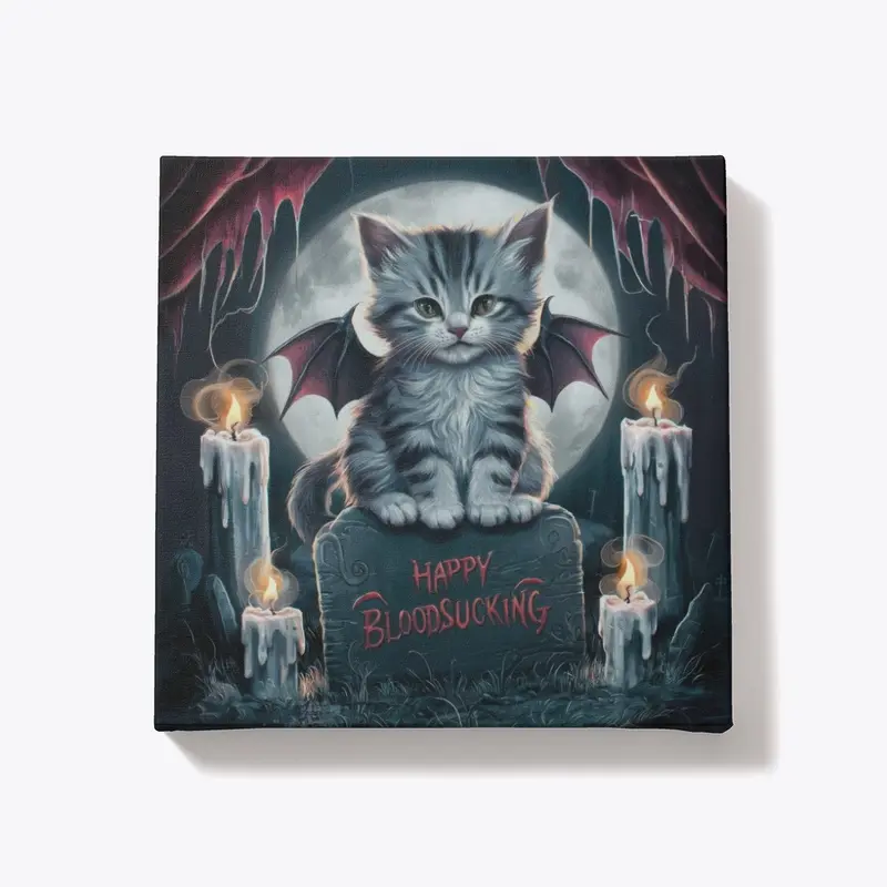 Happy Bloodsucking Vampire Kitten Art